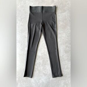 High Waist Black Legging Pants With Faux Leather Embellishments Size S-M